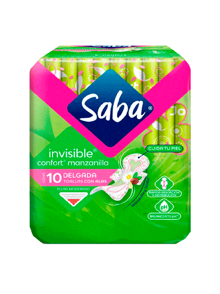 Toallas Higiéncas Con Alas Confort Delgado SABA  10 x 10 Uni