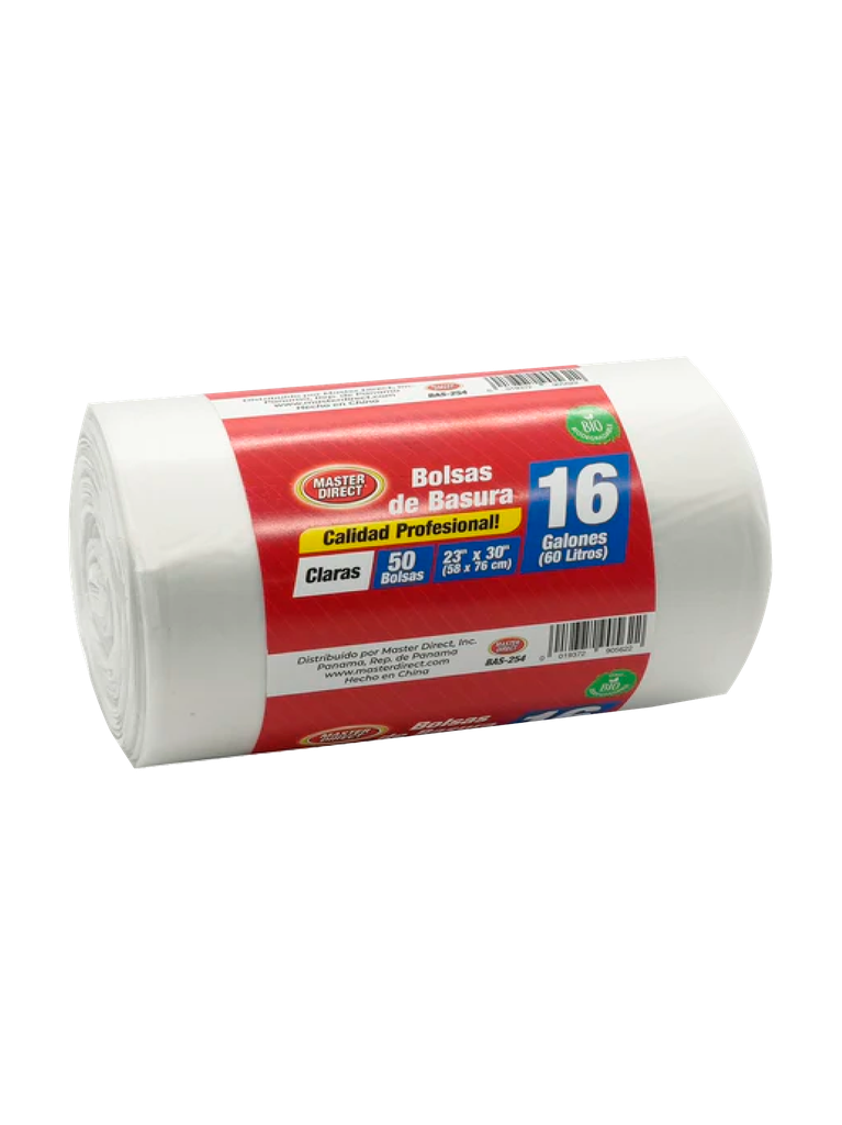 Bolsas de Basura Biodegradables en Rollos MASTERDIRECT 10 x 23" x 30" 16 gal 60 L